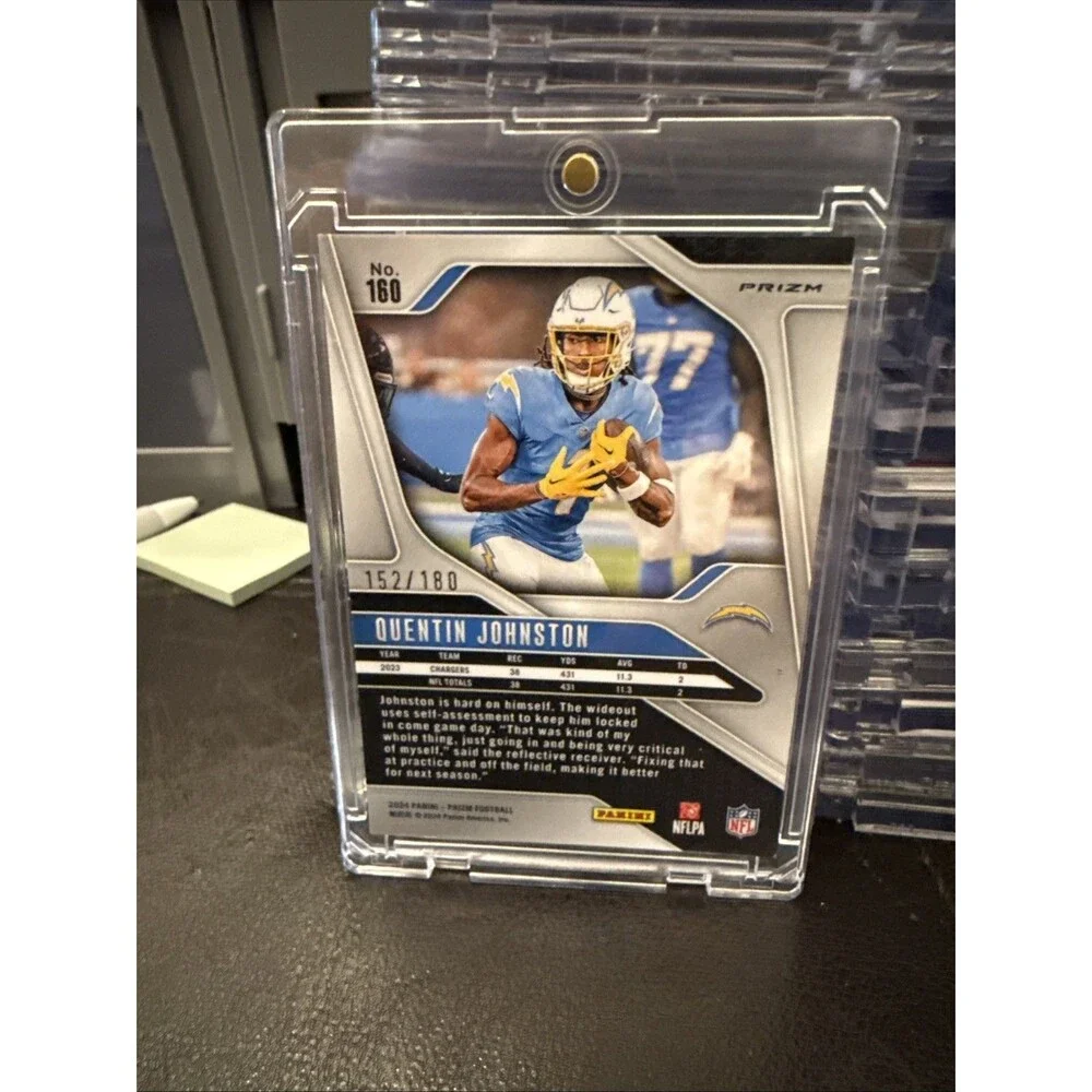 Quentin Johnston 2024 Prizm RC #160 Green Yellow Hyper #1/180 Jersey Match